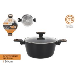 Cacerola con tapa de vidrio 24 cm aluminio forjado 2.5 mm (4 Unidades) Precio: 113.50000013. SKU: B14CTEXZ82