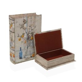 Caja Decorativa Versa Lienzo Madera MDF Árbol Caja Decorativa Versa Lienzo Madera MDF Árbol