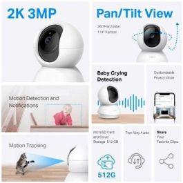 TP-Link Tapo TC71 Cámara de Vigilancia Wi-Fi 360° 2K 3MP Visión Nocturna Detección Movimiento Audio Bidireccional Control por Voz y App TP-Link Tapo TC71 Cámara de Vigilancia Wi-Fi 360° 2K 3MP Visión Nocturna Detección Movimiento Audio Bidireccional Control por Voz y App