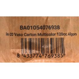 Algon Set-20 Vaso Carton Multicolor 120 cc (6 cm ancho x 6.5 cm alto x 6 cm largo) (24 Unidades)