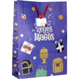 Bismark Bolsa Jumbo Reyes Magos 333602 para Juguetes y Regalos, 40x70x18 cm, Papel Kraft, Colores Surtidos