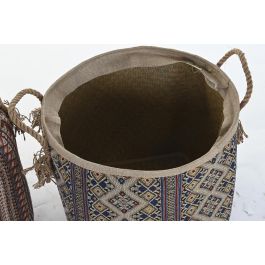 Cesta Boho DKD Home Decor Granate Azul 40 x 48 x 40 cm (2 Unidades) Cesta Boho DKD Home Decor Granate Azul 40 x 48 x 40 cm (2 Unidades)