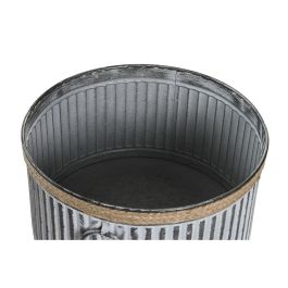 DKD Home Decor Macetero Vintage Set de 3 de Metal y Cuerda, tonos Gris y Marrón, ideales para plantas y decoración, 38x38x21 cm