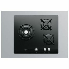 Whirlpool AKT404NB Cocina de Gas con 3 Quemadores y 6350W de Potencia, Revestimiento de Vidrio Templado Negro