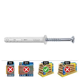 Celo Din np Tacos de Golpe y Tornillos Cabeza Plana Ø6x60mm (Taco) / Ø6x40mm (Tornillo) Acero Zincado, Blanco, Caja 50 Uds Precio: 8.49999953. SKU: S7908989