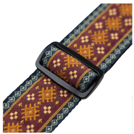 Levy's Correa Hootenanny Series 2" - Correa de Guitarra con Patrón Azteca Rojo