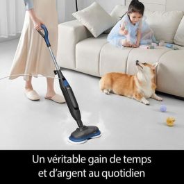 Eziclean EZI3760372559175 Fregona Limpiadora a Vapor Steam Wave 360, 1200W, 24g/min, 450ml, Negro/Azul
