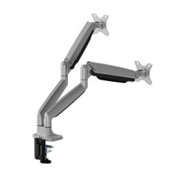 Ewent Soporte de Mesa para Monitor VESA Hasta 35 Pulgadas y 15 kg, Ajuste Ergonómico, Brazos con Resorte Mecánico, Gestión de Cables