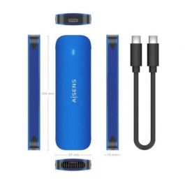 Aisens ASM2-026BLU Caja Externa para Disco SSD M.2 NVMe USB 3.2 Gen2 10Gbps de Aluminio, compatible 2242/2260/2280, Sin Tornillos Azul