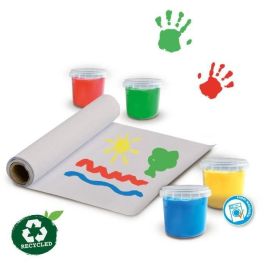 SES Creative Kit de Pintura de Dedos ECO 100% Reciclado con Delantal y Papel - Diferentes Colores, Anti-Manchas para Niños
