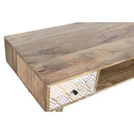 DKD Home Decor Mesa Centro Boho Natural Blanco 120 x 60 x 45 cm