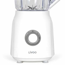Livoo LIV1713288599839 Batidora de Vaso Eléctrica 1.5 Litros 600W de Potencia, 22000 RPM, 2 Velocidades y Función Turbo, Color Blanco
