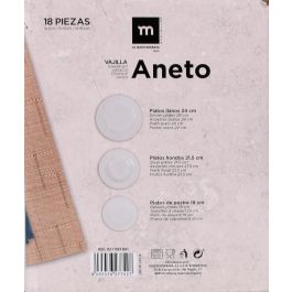 La Mediterranea Vajilla Redonda Aneto 18 piezas Blanca (2 Unidades)