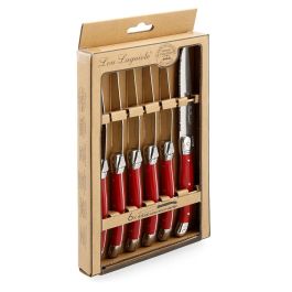 Lou Laguiole Set 6 Cuchillos Steak Inox 13-0 Mango Pp Rustic Acero Brillo