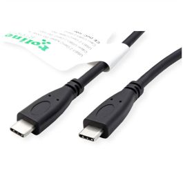 ROLINE 11.44.9057 Cable USB C a USB C 3.2 Gen 2 (3.1 Gen 2) 10 Gbit/s, Carga Rápida PD 100W, Negro, 1 m