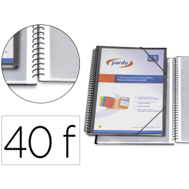 Pardo Carpeta Escaparate con Espiral 40 Fundas Folio Personalizable Color Negro