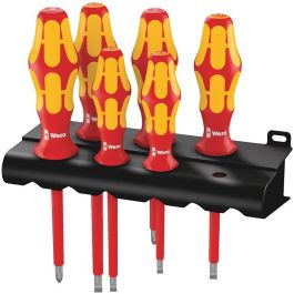 Wera 160i/6 - Juego de Destornilladores Aislados VDE, Serie 100 Plus, con Rack, 6 Piezas Phillips y Planos