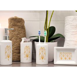 Set Baño 4 Pzs Ceramica Art Berilo 22X8CM (12 Unidades) Set Baño 4 Pzs Ceramica Art Berilo 22X8CM (12 Unidades)
