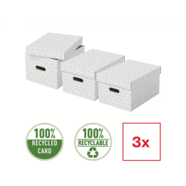 Esselte Caja de almacenaje mediana color blanco 365x265x205 mm Pack de 3 unidades