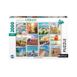Nathan 12001613 Puzzle 2000 piezas: Paisaje Niza, Costa Azul, Francia. Colección Urban, para Adultos y jóvenes +14 años.
