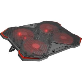 GENESIS Oxid 260 Base Refrigeradora para portátiles hasta 17.3" con 4 ventiladores, 8 Ángulos Ajustables, Gaming Negro/Rojo