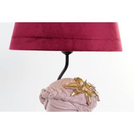 DKD Home Decor Lámpara Sobremesa Romántico Blanco Rosa Palo 30x30x49 cm (2 Unidades) Resina Poliéster