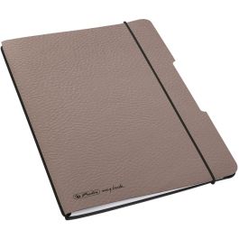 Herlitz Cuaderno de Notas flex A6, 40 hojas, Efecto Piel, FSC Mix, color topo