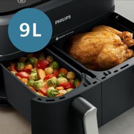 AirFryer - PHILIPS - NA351/00 - Acero inoxidable - 9,0L - Doble cubeta - 38,25 x 44,39 x 31,42 cm