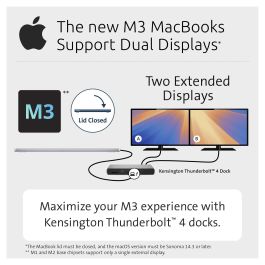 Kensington SD5760T Dock de Puertos Thunderbolt 4 Dual 4K/8K, Carga 96W PD, Ethernet, Lector de Tarjetas SD/microSD, Gris - Compatible con MacBook M-Series