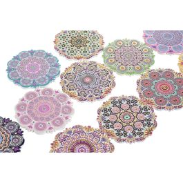 DKD Home Decor Posavasos Árabe de Dolomita y Corcho Multicolor Mandala 10.8 x 10.8 x 0.7 cm (72 Unidades)