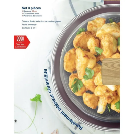 Arthur Martin Sartén AM3056 con Tapa y Cesta de Acero Inoxidable, Revestimiento Cerámico, Ø 24 cm, Color Ciruela, Apta Inducción