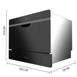 Cecotec Lavavajillas semiintegrable 6 servicios Bolero Aguazero 2500 S-BI, 5 programas, 48 dB, bloqueo niños