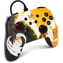Power A Mando con Cable NSGP0039-02 para Nintendo Switch Pikachu vs. Meowth, Control con Cable Mejorado con Botones Asignables y Cable de 3m