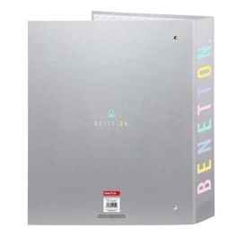 Carpeta de anillas Benetton Silver Plateado A4 27 x 33 x 6 cm