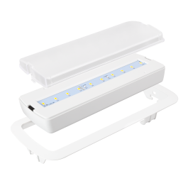 Luz de Emergencia LED Empotrable o Superficie, 200 lm, 5000K Blanco Frío, Permanente/No Permanente, 3h Autonomía L116MN-B