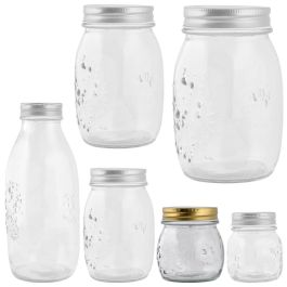 Day Bote 0,25 L Cristal con Dibujos en Relieve, Tapa Metal, Diámetro 8,5 cm Altura 9 cm