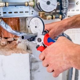 Knipex Tijeras para tubos, para Plástico y Aluminio, Negro/Azul/Rojo, corte hasta 2,6 cm, 210 mm