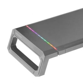 Mars Gaming MGS-One Soporte Monitor RGB Ajustable, USB 2.0, Soporte Móvil/Tablet y Cajón, Ergonómico, Negro