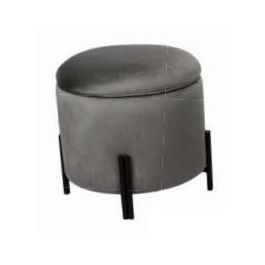DKD Home Decor Reposapiés de Poliéster y Metal con Tapa Gris Dorado 45x45x45 cm