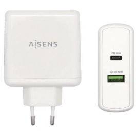 Aisens Cargador USB-C 48W con Puertos USB-C PD3.0 30W y USB-A QC3.0 18W, Blanco