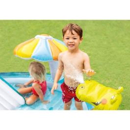 Intex 57165Np Centro de Juegos Piscina Infantil Cocodrilo con Tobogán Acolchado, 201x170x84 cm, Incluye Flotador, Sombrilla Seta, Cubo, para Niños +2 Años