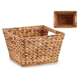 Cesto rectangular de paja con asas Giftdecor 34x18x24.5 cm, marrón (12 Unidades)