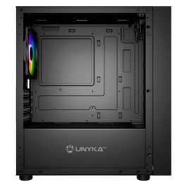 Unykach Caja Gaming Micro ATX MIR B200 Negra con Panel Cristal Templado e Iluminación ARGB, 3 Ventiladores Incluidos