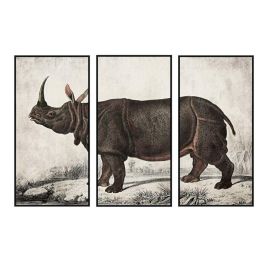 DKD Home Decor Cuadro Decorativo Colonial Rinoceronte Set de 3 Lienzo Negro y Gris 180 x 120 x 4 cm Precio: 173.5000003. SKU: S3038868