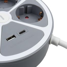 Regleta Enchufes 4 Tomas con interruptor TM Electron 3680 W Blanco Gris 30 W (1,5 m)