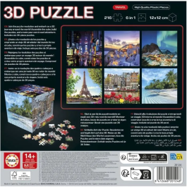 Educa Borrás Puzzle Cubo 3D Viajes 20124, 216 Piezas, Rompecabezas Educativo para Todas las Edades