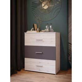 Cómoda ADRIA 3 cajones Roble fresno / Gris liso 75,2 x 41,3 x 89,7 cm Cómoda ADRIA 3 cajones Roble fresno / Gris liso 75,2 x 41,3 x 89,7 cm