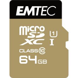 EMTEC Tarjeta de Memoria MicroSDXC 64GB UHS-I U1 Elite Gold con Adaptador SD