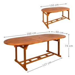Mesa Extensible Aktive Madera de acacia Extensible Ovalada 200 x 100 x 74 cm Mesa Extensible Aktive Madera de acacia Extensible Ovalada 200 x 100 x 74 cm