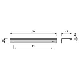 TRENTADUE Tirador de Canto de Aluminio, Acabado Plata Mate Anodizado, para Muebles – Distancia Entre Centros 32 mm
